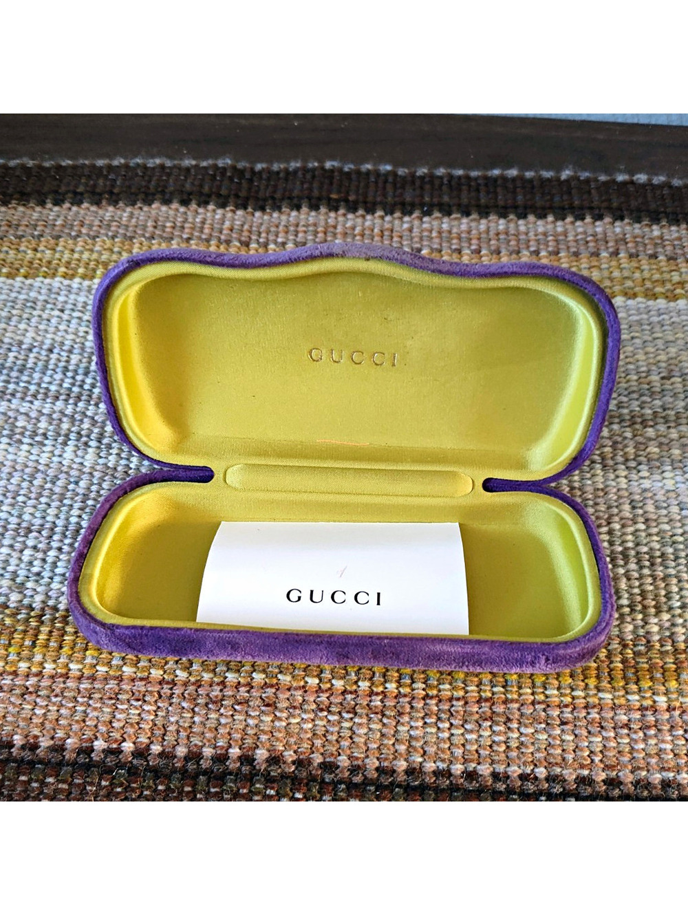 Gucci Purple/Yellow Eyeglasses Sunglasses Hard Case with Card Unisex